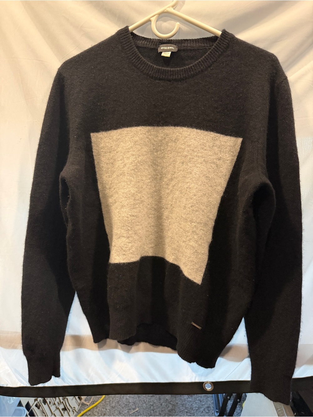 Diesel Italy Black cream Colorblock Wool Cashmere Sweater L